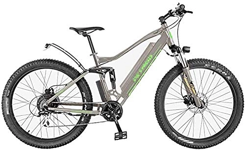 Electric Mountain Bike : PARTAS Travel Convenience A Healthy Trip Electric Bicycle For Adult 27.5'' 36V 10Ah / 14Ah Removable Lithium Battery 7 Speed Electric Mountain Bike, For Sports Outdoor (Color : Gray)