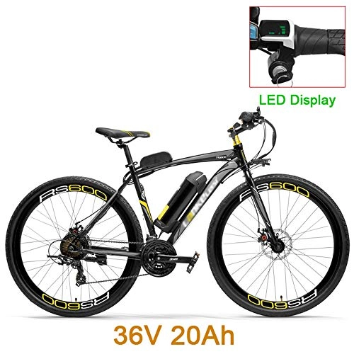 Electric Mountain Bike : PHASFBJ Electric Mountain Bike, 26 inch Wheel Electric Bike 36V 20Ah 300W Electric Bicycle for Adults 700C Road Bicycle Both Disc Brake 21 Speed Shifter City Bike, Gray, 20ah
