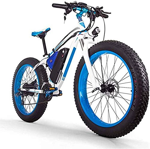 Electric Mountain Bike : PIAOLING Profession 1000W26 Inch Fat Tire Electric Bicycle 48V17.5AH Lithium Battery MTB, 27-Speed Snow Bike / Adult Men And Women Off-Road Mountain Bike Inventory clearance (Color : Blue)