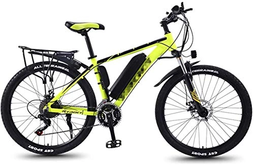 Electric Mountain Bike : Profession 26'' Electric Mountain Bike for Adults, 30 Speed Gear MTB Ebikes And Three Working Modes, All Terrain Commute Fat Tire Ebike for Men Women Ladies Inventory clearance ( Color : Yellow )