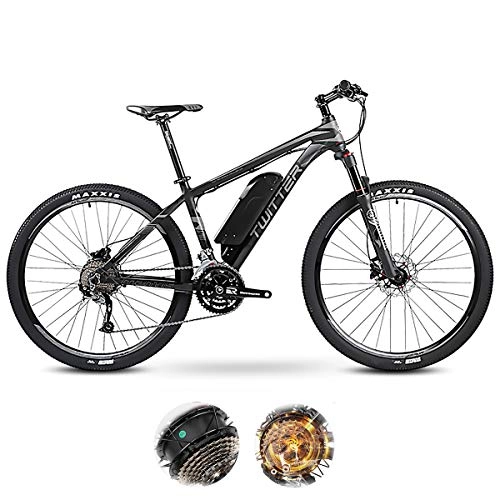 Electric Mountain Bike : PXQ 27 Speeds Off-road Bicycle 26 / 27.5Inch IP65 waterproof Electric Mountain Bike 36V 10.4Ah E-bike with LCD 5-speed Smart Meter, Dual Disc Brakes and Shock Absorber E-bike, Gray, 27.5Inch