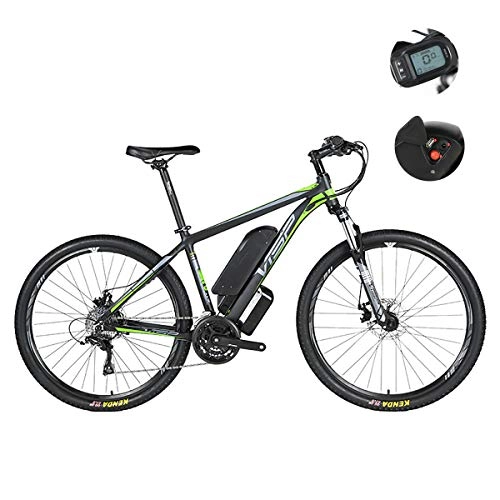 Electric Mountain Bike : PXQ Electric Mountain Bike 24 Speeds Dual Disc Brakes Off-road Bicycle with USB Charging Interface and LCD 5-speed Smart Meter, IP54 Waterproof E-bike 26 / 27.5 / 29Inch, Green, 48V26Inch