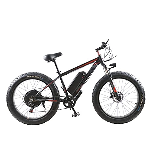 Electric Mountain Bike : QEEN Electric bicycle 48V 1000W 27.5inch Aluminum alloy Beach Bike mountain bike ebike snow bicycle front and rear dual oil brakes (Color : 48V 1000W Black red)