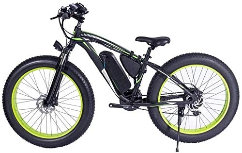 Electric Mountain Bike : Qinmo Electric bicycle, 1000W Electric Bike 48V 13Ah Mens Mountain Bike 26" Fat Tire Ebike Road Bicycle Beach / Snow Bike with Dual Hydraulic Disc Brakes and Suspension Fork (Color : Black)