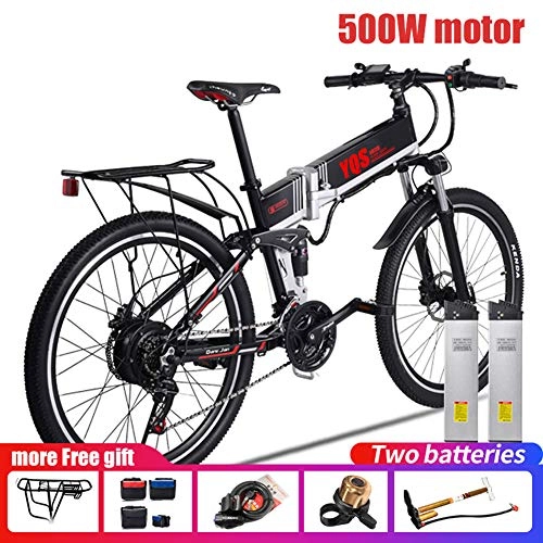 Electric Mountain Bike : Qnlly Electric Bike 350W / 500W 110KM 21 Speed battery ebike electric 26inch Off Eoad Electric Bicycle Bicicleta, 500W2Batteries