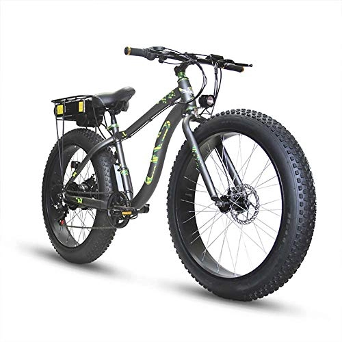 Electric Mountain Bike : Qnlly Folding Electric Cruiser Bicycle 350 / 500W 48V 8AH Li-Battery Fat Tire Bike Mountain Beach Snow Ebike Full Suspension 7 Speed 26 * 4.0 Fat Tire, Front and Rear Disc Brake System, 48V1500W