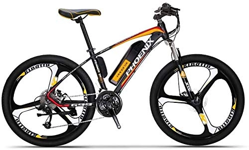 Electric Mountain Bike : QZ Adult Electric Mountain Bike, 250W Snow Bikes, Removable 36V 10AH Lithium Battery for, 27 speed Electric Bicycle, 26 Inch Magnesium Alloy Integrated Wheels (Color : Orange)