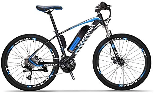 Electric Mountain Bike : QZ Adult Electric Mountain Bike, 250W Snow Bikes, Removable 36V 10AH Lithium Battery for, 27 speed Electric Bicycle, 26 Inch Wheels (Color : Black)