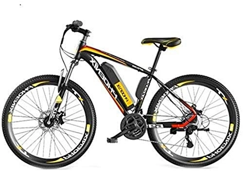 Electric Mountain Bike : RDJM Ebikes, 26'' Electric Mountain Bike With Removable Large Capacity Lithium-Ion Battery (36V 250W), Electric Bike 27 Speed Gear For Outdoor Cycling Travel Work Out (Color : Yellow)