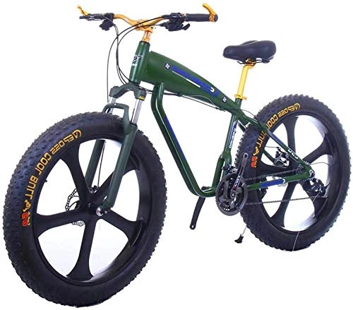Electric Mountain Bike : RDJM Ebikes, 26 Inch 21 / 24 / 27 Speed Electric Mountain Bikes With 4.0" Fat Snow Bicycles Dual Disc Brakes Brakes Beach Cruiser Mens Sports E-bikes (Color : 10Ah, Size : Green)