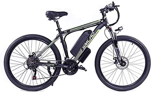 Electric Mountain Bike : RDJM Ebikes, 26-inch Adult Electric Bike, 27-Speed-Dating Removable Battery Mountain Bike 48V10AH350W, with LCD Meter and Headlight Commuter Men's Electric Cross-Country Bike (Color : Black Green)