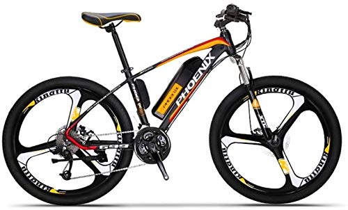 Electric Mountain Bike : RDJM Ebikes, Adult Electric Mountain Bike, 250W Snow Bikes, Removable 36V 10AH Lithium Battery for, 27 speed Electric Bicycle, 26 Inch Magnesium Alloy Integrated Wheels (Color : Orange)