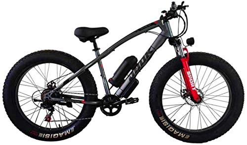 Electric Mountain Bike : RDJM Ebikes, Electric Bicycle Lithium Battery Fat Tires Instead of Mountain Bike Adult Wide Tires Boost Cross-Country Snow (Color : Gray)