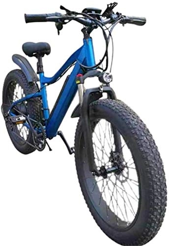 Electric Mountain Bike : RDJM Ebikes, Electric Bicycle Wide Fat Tire Variable Speed Lithium Battery Snowmobile Mountain Outdoor Sports Aluminum Alloy Car (Color : Blue, Size : 26x16)