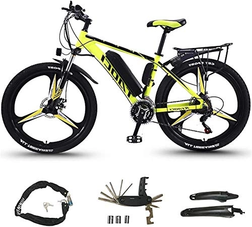Electric Mountain Bike : RDJM Electric Bike, 26" Bike for Men, Mountain Bicycle Ebike with 350W Motor, Removable 36V 13Ah Lithium Battery, Professional 21 Speed Transmission Gears (Color : Green, Size : Spoke Wheel)