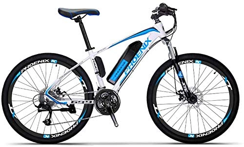 Electric Mountain Bike : RDJM Electric Bike Adult Electric Mountain Bike, 250W Snow Bikes, Removable 36V 10AH Lithium Battery for, 27 speed Electric Bicycle, 26 Inch Wheels (Color : Blue)