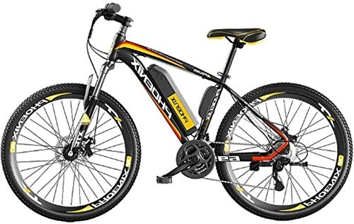 Electric Mountain Bike : RDJM Electric Bike, Bikes for Adult, 26" Magnesium Alloy Ebikes Bicycles, 250W 36V 8 / 10 / 14Ah Removable Lithium-Ion Battery Mountain Ebike for Mens (Color : Yellow, Size : 120KM)
