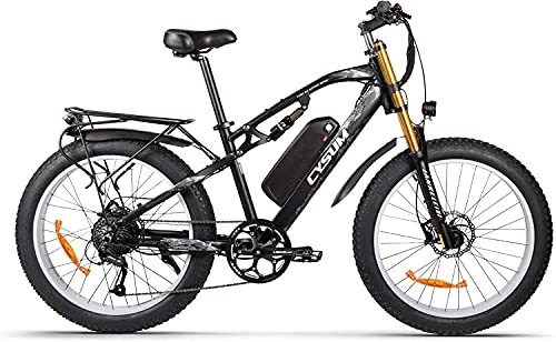 Electric Mountain Bike : RICH BIT Adult Electric Bicycle 1000W 48V Brushless Electric Exercise Bike, Detachable 17Ah Lithium Battery Mountain Bike Disc Brake (Gray-Black)