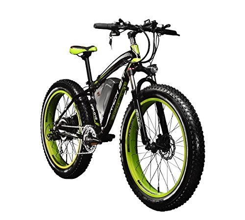 Electric Mountain Bike : RICH BIT Electric Bikes Mens Cruiser Fat Bicycle TP012 1000W*48V*17Ah Fat Tire 26''*4.0inch 7 Gears SHIMANO Dearilleur Power Cycling Green (21 Speed)