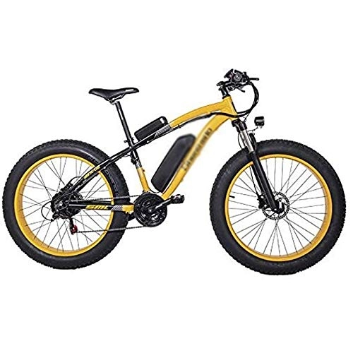 Electric Mountain Bike : Rindasr 26 Inch fold Electric Bicycle adult, electric bicycle kit 21 Speed electric Mountain bike, 48V 17Ah Large Capacity Battery, 5 Level Pedal Assist Electric car (Color : Yellow)
