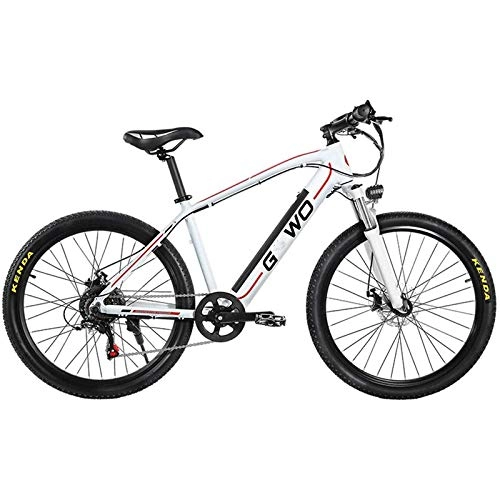 Electric Mountain Bike : Rindasr 26" Lightweight Folding electric bicycle7 speed shiftRemovable battery48V / 9.6Ah lithium battery / Aluminum alloy 350W electric Mountain bike bicycle (Color : White, Size : 27.5 inches)
