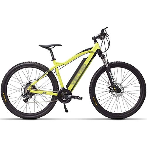 Electric Mountain Bike : Rindasr 29 Inch fold Electric Bicycle, Mountain Bike, 36V 13Ah Hidden Lithium Battery, 5 Level Pedal Assist, Lockable Suspension Forkelectric bicycle adult (Color : Yellow)