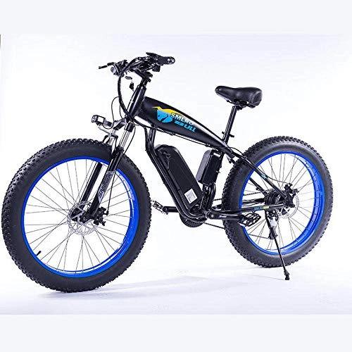 Electric Mountain Bike : RPHP Electric bicycle 350W fat tire electric bicycle beach cruiser lightweight folding 48v 15AH lithium battery-36V10AH350W blue