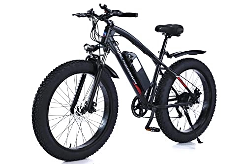 Electric Mountain Bike : Rstar Electric Snow Bike Waterproof Electric Snow Bike 26" 4.0 Fat Tire 500W 48V Removable Battery with Professional 7 Speed Speed Brushless Motor