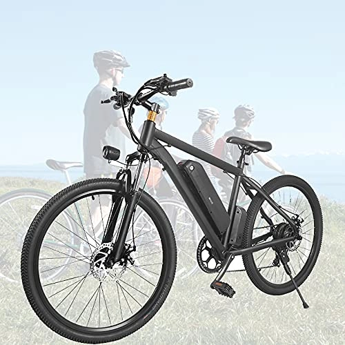 Electric Mountain Bike : RUBAPOSM 26" Electric Bike, 3 Hours Fast Charge, 350W Brushless Motor, 36V / 10.4Ah Removable Lithium-Ion Battery, Electric Mountain Bike with Shimano 7-Speed and Suspension Fork