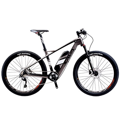 Electric Mountain Bike : SAVADECK KNIGHT6.0 Carbon Fiber Electric Mountain Bike 27.5 inch e bike Pedal-assist MTB Pedelec Bicycle with Shimano 10 Speed and Removable 36V / 14Ah SAMSUNG Li-ion Battery (Black Grey)