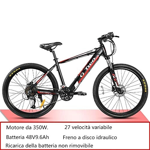 Electric Mountain Bike : SChenLN Electric bicycle 27.5-inch ultra-light electric pedal bicycle hidden lithium battery can be invisible speed boost when riding-Black-27 speed_48V