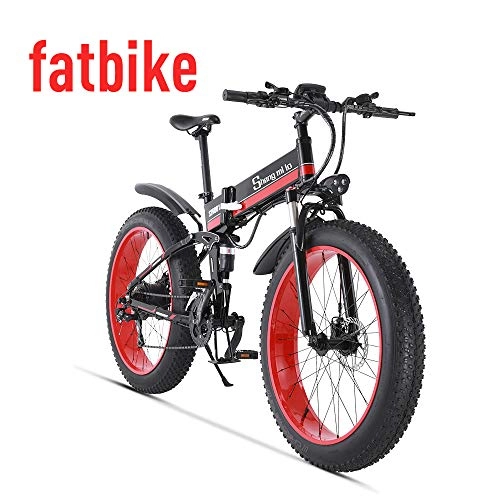 Electric Mountain Bike : Shengmilo 500w / 1000w 26' Eelectric Bike Folding E Mountain Bike 48v 13ah (Red, 1000w)