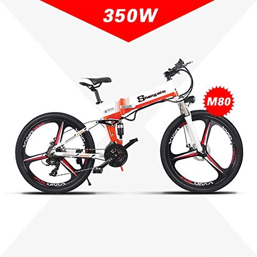 Electric Mountain Bike : Shengmilo 500w / 350w Electric mountain bike 12.8ah Mens ebike Folding mtb bicycle Shimano 21speeds (orange 350w)