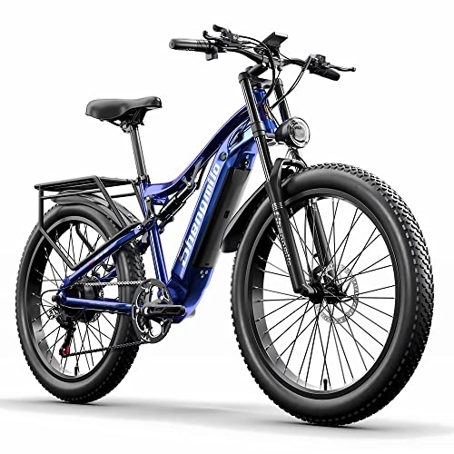 Electric Mountain Bike : Shengmilo E Bike Electric Bike 26 Inch fully E-Mountain Bike E-Bike 48V 15AH Battery 7-Speed shifting electric cycling with 3.0 Fat Tire, dual hydraulic disc brakes and aluminum frame