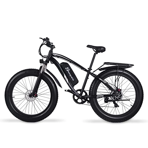 Electric Mountain Bike : Shengmilo Electric Bike, MX02S Electric Bikes For Adults 26 * 4.0 Fat Tire ebike, 17Ah Battery, Shimano 7 Speed E Bikes For Men