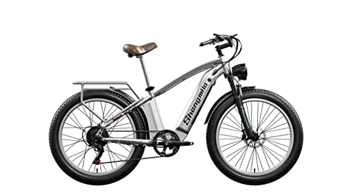Electric Mountain Bike : Shengmilo Electric Bike, Retro MX04 Electric Bikes For Adults, Fat Tire E-bike with 3 Riding Modes Easy to Assemble, 48V 15Ah Removable Battery, BAFANG Motor, Hydraulic Disc Brakes design