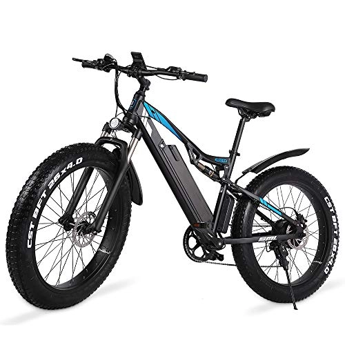 Electric Mountain Bike : Shengmilo Electric Mountain Bike Adults 1000W 48V 17Ah Semi-Integrated Battery Lightweight Suspension Fork fat tire electric bicycle
