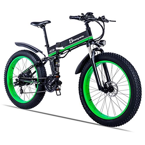 Electric Mountain Bike : Shengmilo MX01 26 Inches Electric Snow Bike, 1000W 48V 13ah Folding Fat Tire Mountain Bike MTB Shimano 21 Speed E-bike Pedal Assist Hydraulic Disc Brake