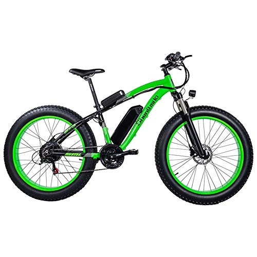 Electric Mountain Bike : SHENGMILO MX02 26 Inch Fat Bike, 21 Speed Electric Bicycle, 48V 17Ah Large Capacity Battery, Lockable Suspension Fork, 5 Level Pedal Assist (Green, 17Ah + 1 Spare Battery)