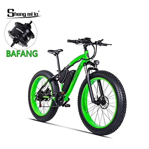 Electric Mountain Bike : Shengmilo MX02 26 Inch Fat Tire Electric Bicycle, BAFANG 48V 500W Motor Snow Electric Bicycle, Shimano 21 Speed Mountain Electric Bicycle Pedal Assist, Lithium Battery HydraulicDisc Brake