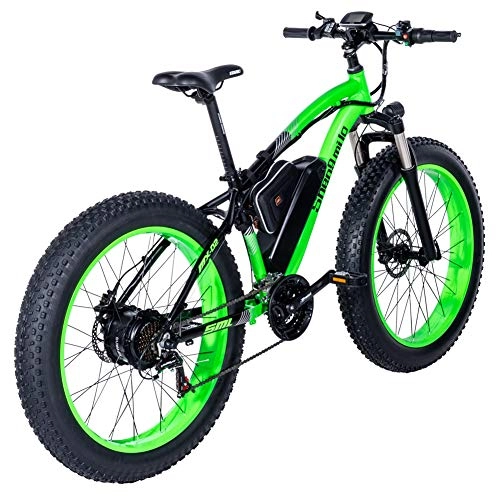 Electric Mountain Bike : Shengmilo-MX02 26 Inch Fat Tire Electric Bicycle, BAFANG 48V Motor Snow Bike, Shimano 21 Speed Pedal Assist, Hydraulic Disc Brake Contains Two Batteries