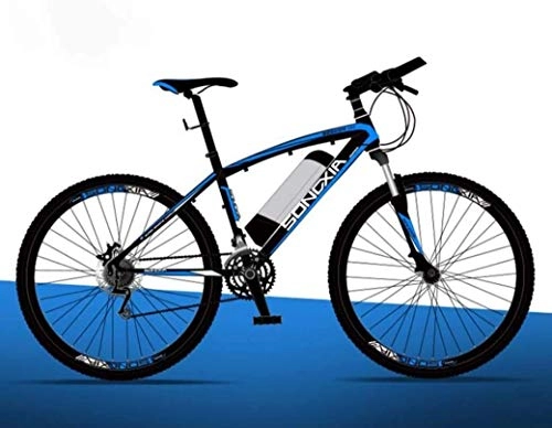 Electric Mountain Bike : Smart Ebike, 26" Mountain Bike for Adult, All Terrain Bicycles, 30Km / H Safe Speed 100Km Endurance Detachable Lithium Ion Battery, (Color : Blue A2, Size : 36V / 26IN)
