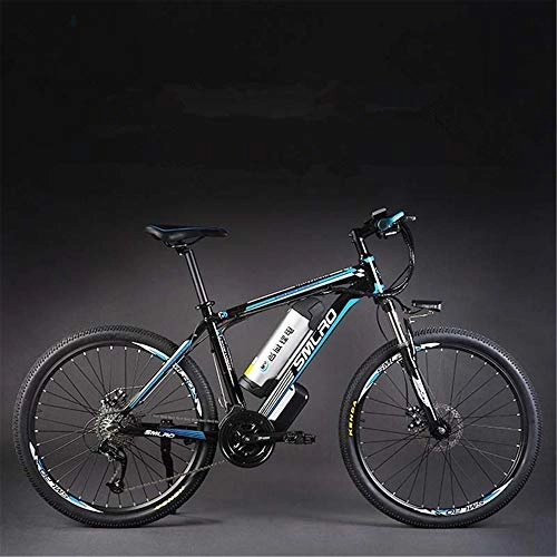 Electric Mountain Bike : SMLNUO 27 Speed 26 Inch Electric Bicycle, 350W / 500W 48V 10Ah Aluminum Alloy Mountain Bike, Front & Rear Hydraulic Disc Brake (Blue, 350W)