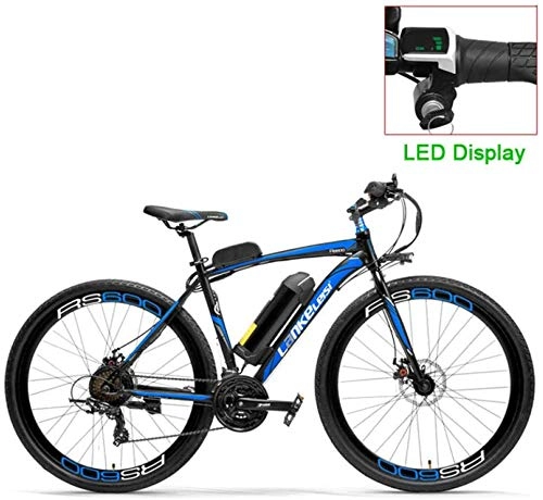 Electric Mountain Bike : SSeir600 powerful electric bicycle 36V 20A battery electric bicycle 700C road bike double disc brake aluminum alloy frame mountain bike, Blue LCD, 20AH