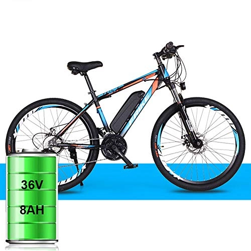 Electric Mountain Bike : St.mary An Upgraded Version of An Electric Mountain Bike with A 21 / 27 Shift System 36V Lithium Battery 8AH / 10AH 26 Inches, noir bleu, 21speed