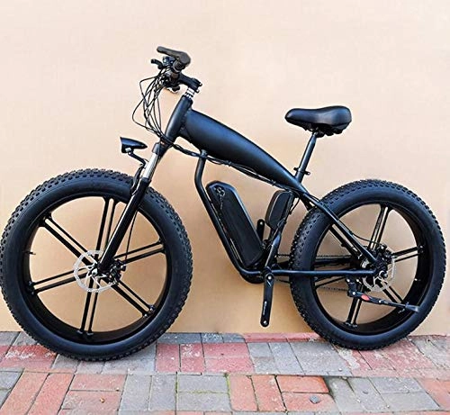 Electric Mountain Bike : StAuoPK 26 Inch 27 Speed Electric Fat Tire Electric Snowmobile 48V 500W Electric Bicycle Oil Brake Electric Vehicle (Black)