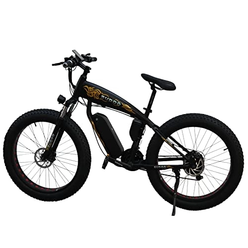 Electric Mountain Bike : SUDOO 26x4.0 Inch Fat Tire Electric Bike - Mountain Bike with 48V 10.5AH Removable Li-Ion Battery, Powerful Motor Beach Snow E-bike, Shimano 7 Speed Transmission Gears for Adults, Black