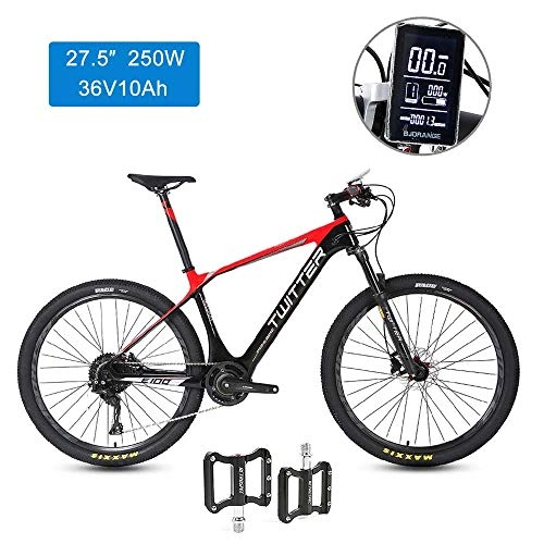 Electric Mountain Bike : Super-ZS Carbon Fiber Electric Mountain Bike 27.5 Inch 250W Mid-mounted Motor 36V10Ah Built-in Lithium Battery Outdoor Travel Electric Power Off-road Bicycle