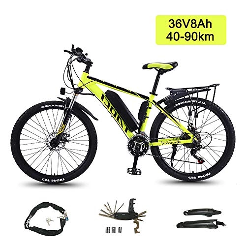 Electric Mountain Bike : Super-ZS Electric Mountain Bike 26 Inch 36V8Ah Lithium Battery Battery Life 50km Aluminum Alloy Frame Outdoor Travel Adult Electric Booster Off-road Bicycle