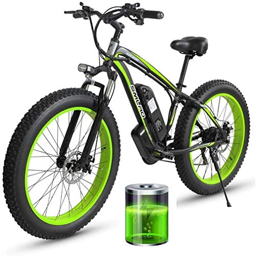 Electric Mountain Bike : SXTR 26'' Electric Mountain Bike with Removable Large Capacity Lithium-Ion Battery (48V 8Ah 350W 500W 1000W), Electric Bike 21 Speed Gear and three Working Modes (Green)